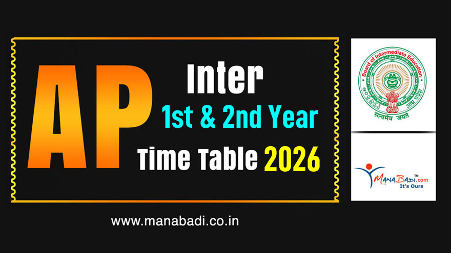 AP Intermediate 1st & 2nd Year Time Table 2026: Download Time Table at manabadi.co.in